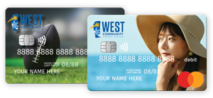 samples of 2 custom designed debit cards